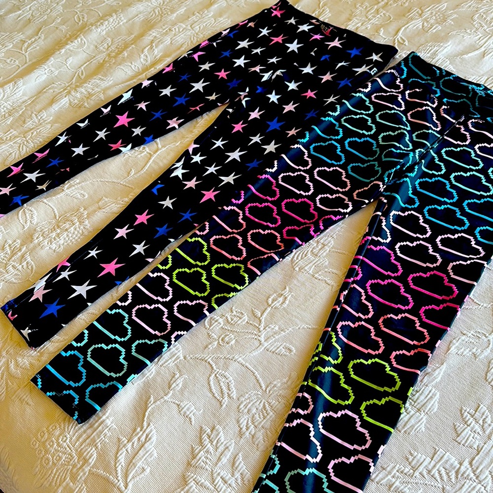2 Pair Leggings - Stars and Rainbow Digi Clouds